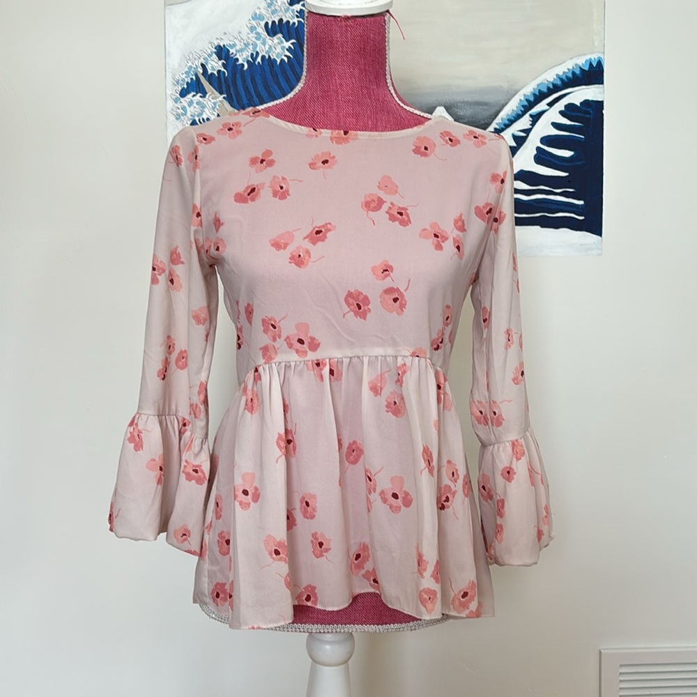 Waverly Grey Liberant Pink Floral Blouse – Size XS